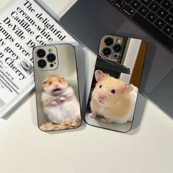 Sevimli Güzel Pet Hamster Telefon Kılıfı İÇİN iPhone 14 13 11 12 Pro 8 7 Artı X 13 Pro MAX XR XS MİNİ SE 2020 Siyah Kapakları