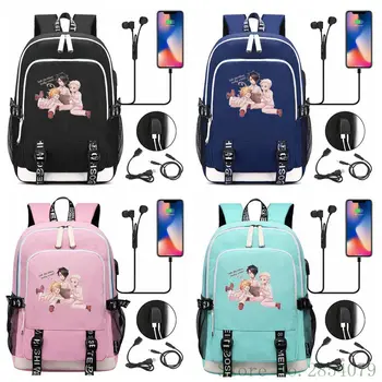 Sıcak Anime Vaat Neverland USB Laptop Sırt Çantası Moda Erkek Kadın Açık Seyahat Omuz Çantaları Öğrenci Schoolbag Bookbag