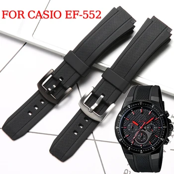 Reçine Watchband Casio EF - 552 EF-552D-1A saat kayışı Su Geçirmez Spor Kauçuk Bilezik İzle Aksesuarları 20mm