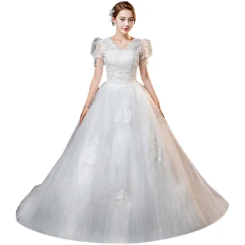 Düğün elbisesi Yeni Gelin Artı Boyutu Lace Up düğün elbisesi es Vestido Novia balo elbisesi