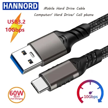 USB3. 1 10Gbps Tip C kablo USB A USB C 3.1 / 3.2 Gen2 Veri Transferi USB C SSD sabit disk Kablosu PD 3A 60W QC 3.0 şarj kablosu