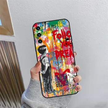 Sokak Sanatı Banksy Graffiti telefon kılıfı İçin Huawei P 50 30 40 Pro Artı 2019 2020 2021 Psmart Z 7 8 9 Nova 8 İ Se 10 20 Kapakları