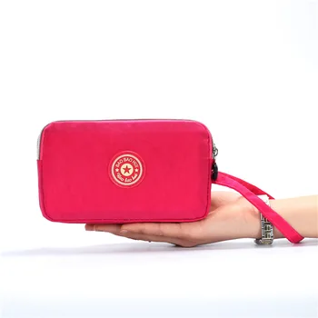 Moda Fermuar Cüzdan Bayanlar Rahat el çantası Çok Fonksiyonlu Naylon Bilek Çantası Çok katmanlı Cep Telefonu Çantası