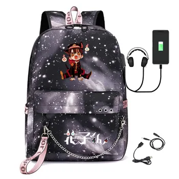 Hip Hop Popüler Hanako-kun USB Öğrenci Okul Çantaları Unisex Baskı Oxford su geçirmez defter çok fonksiyonlu seyahat sırt çantaları