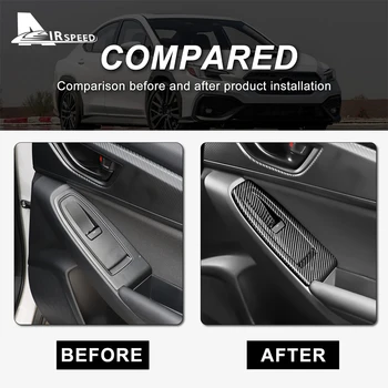 4 ADET Subaru WRX 2022 İçin 2023 Araba Aksesuarları Kapı Kol Dayama Cam Kaldırma Anahtarı Düğmesi Paneli Sticker Kapak Trim ABS Karbon Fiber