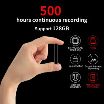 500 Saat Zaman Mini Ses Aktif Kaydedici Dahili Mıknatıs Küçük Dijital Ses Kayıt Cihazı Ses Kulaklık STTWUNAKE