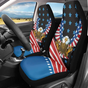 INSTANTARTS Amerikan Bayrağı Tasarım Araba Koltuğu Kapakları Kartal Baskı 2 Set Araç koltuk koruyucusu Korku Filmi Ağır Kaymaz Sıcak
