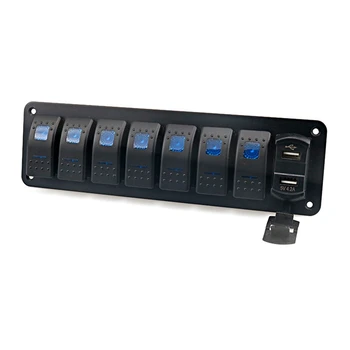 Yeni 12-24V Evrensel Hızlı Şarj Gösterge Paneli Araba Karavan Güçlendirme Panelleri 7 Anahtarları Çift USB araba şarjı