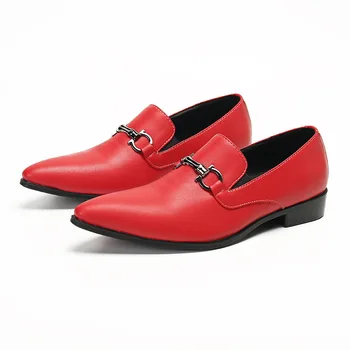 Kırmızı Sarı erkek ayakkabıları Yaz Nefes Yumuşak Alt Sivri Burun günlük mokasen ayakkabı Tembel ayakkabı Hakiki deri ayakkabı