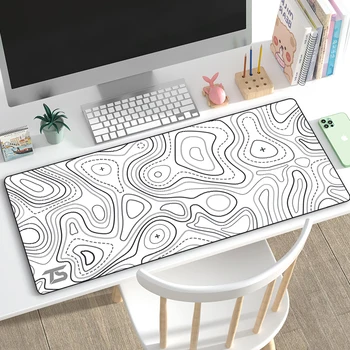 Siyah Beyaz Mousepads Kontur Haritası Oyun Mouse Pad Şirket Fare Mat 900X400 Kauçuk Klavye Masa Paspaslar Kawaii Büyük Dizüstü Bilgisayar için