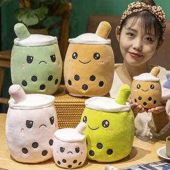 Kawaii Geri Dönüşümlü Boba peluş oyuncaklar İki Yüz Çift Taraflı Kabarcık Süt Çay Yumuşak Bebek Doğum Günü Yılbaşı Hediyeleri Çocuklar için