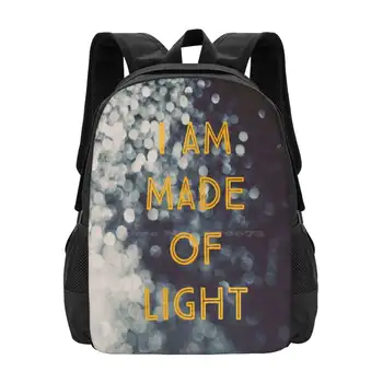 Işıktan Yapılmış Genç Üniversite Öğrencisi Sırt Çantası Desen Tasarım Çantaları Ben Işıktan Yapılmışım Metin Tipografi Alıntı Alicia Bock Sparkle