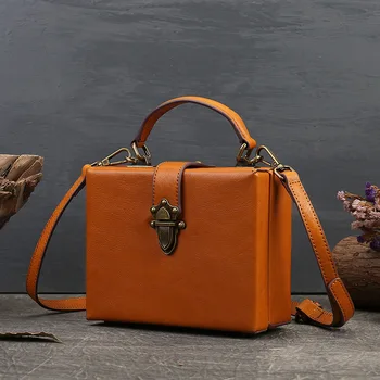 Basit omuz çantası deri çanta joker çanta retro moda küçük BaoChun renk deri çanta