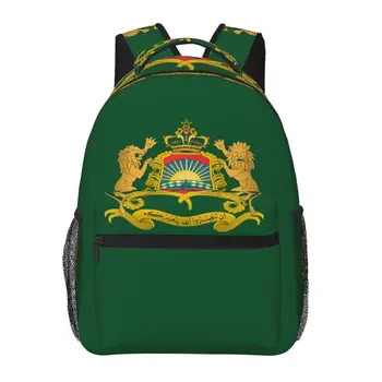 Moda okul sırt çantası arması Fas İki Aslan Etrafında Bir Taç Sırt Çantası Teenger Kız Erkek okul çantası Mochila