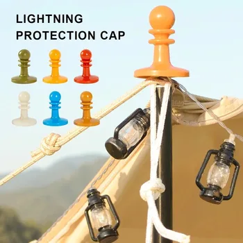 4 Adet / takım Yıldırım Geçirmez Kap Açık Kamp Çadır Direkleri Tente Çubuk destek çubuğu Anti-Gök Gürültüsü koruma kapağı Şapka