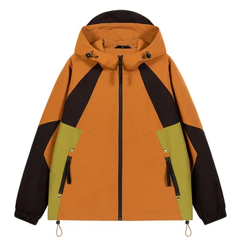 Erkek Vintage Kargo Ceketleri Moda Patchwork Harajuku Ceket Açık Spor Rüzgar Ve Yağmur Koruma Kapüşonlu Ceket Erkek Giyim