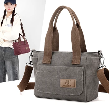 Vintage YENİ Küçük Üst Kolu Çanta Kadınlar İçin Omuz CrossBody Çanta Tuval Bayanlar Tote askılı çanta Kore Kadın seyahat el çantası