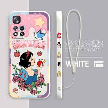 Prenses Kar Beyaz Disney Xiaomi Redmi İçin Not 12 12S 12R 11 11T 11S 10 10S 9 8 8T Pro Artı 5G Sıvı Sol Halat telefon kılıfı