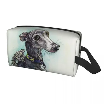 Özel Greyhound Köpek Gölge makyaj çantası Kadın Sighthound Whippet Makyaj kozmetik düzenleyici Bayanlar Güzellik Depolama Dopp Kiti Durumda