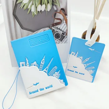 2 Adet / takım Seyahat Pasaport Kapağı Bagaj Etiketi Kadın Erkek KİMLİK adres kartı tutucu Taşınabilir Turizm Aksesuarları