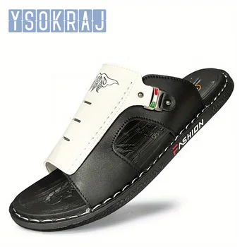 YSOKRAJ 2023 Yaz deri ayakkabı Erkekler için Yaz Klasik Slaytlar Erkek Sandalet Plaj Dış Ayakkabı Hombre Sandalet Dış Ayakkabı
