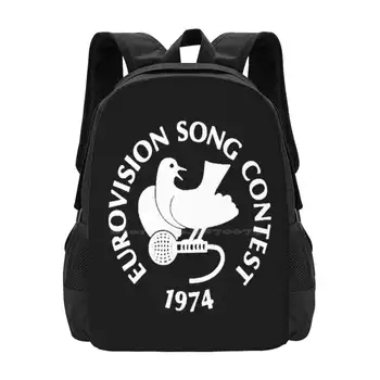 Şarkı Yarışması 1974 T Gömlek Büyük Kapasiteli Okul Sırt Çantası Laptop Çantaları Esc 1974 Brighton 1974 Eurofestival Eurosong Şarkı Yarışması