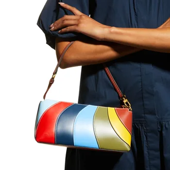2023 Yeni Moda Gökkuşağı Kadın Çanta Şeker Renk Marka Kare Mini Tasarımcı Y2k Dikiş Taşınabilir omuzdan askili çanta Ücretsiz Kargo
