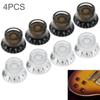 4 adet/grup silindir şapka Hız Ses Tonu Kontrol Düğmeleri için Fit LP Tarzı Elektro Gitar, siyah / Gümüş Gitar Değiştirme Seti