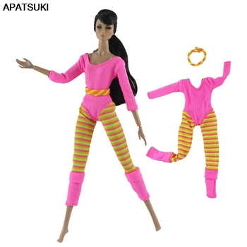 Pembe Moda Kıyafet Tulum Spor Yoga Giysileri barbie bebek 1/6 Dollhouse Aksesuarları noel hediyesi Çocuk çocuk oyuncakları