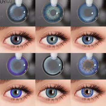 UYAAI 1 Çift Mavi Cosplay Lensler Renkli Kontakt Lensler Gözler için Anime Aksesuarları Anime Lensler Mavi Doğal kontakt lensler