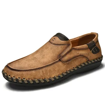 Gündelik erkek ayakkabısı El Yapımı deri ayakkabı Açık Yuvarlak Ayak Kalın Alt İngiliz erkek deri ayakkabı Zapatos De Hombre