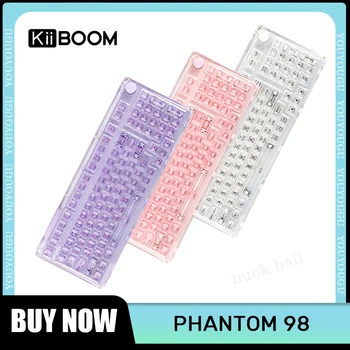 Kiiboom Phantom98 Kablosuz Mekanik Klavye Bluetooth 3 Modlu Çalışırken Değiştirilebilir Klavyeler Şeffaf Kız Ofis Oyun Klavyeleri Hediye