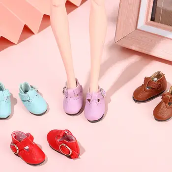 2.8 * 1.2 cm Renkli Bebek Ayakkabıları 1/6 Örgü Bebek Mini PU Deri Sandalet Oyuncak Prenses oyuncak bebek Giyim Ayakkabı Bebek Aksesuarları