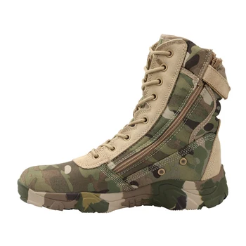 Orman Kamuflaj Botları askeri postal Hafif Camo Yürüyüş Motosiklet Ayakkabı Erkekler / kadınlar için Fermuarlı Nefes