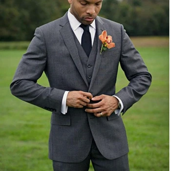 Yeni Erkek Takım Elbise 3 Adet Şal Yaka İnce İş Günlük Fit Düğün Damat Smokin Ziyafet Çalışma Seti Ceket Yelek Pantolon