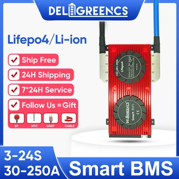 Akıllı BMS LiFePO4 / Li-İon 3S 4S 6S 7S 8S 10S 12S 13S 14S 15S 16S 17S 20S 24S 3.2 V Bluetooth APP Uart Kablosu İçin Lityum Pil