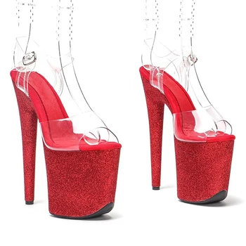20 cm / 8 inç PVC Uppre Yeni Renk kadın Yüksek Topuk Sandalet Seksi Modeli Gösterisi Ayakkabı Ve Kutup Dans Ayakkabıları 018