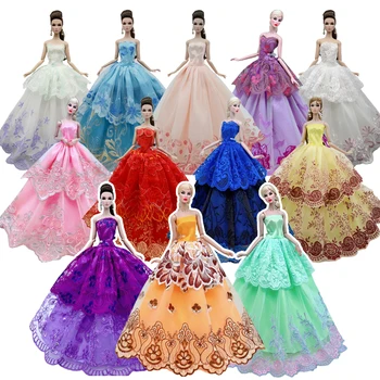 NK Yeni Stil 1 Adet Bebek düğün elbisesi Prenses Elbisesi Parti Elbise Moda Elbise Elbisesi barbie bebek elbise Ücretsiz kargo JJ