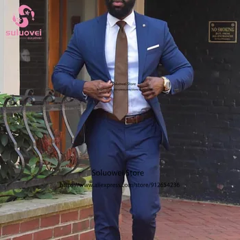 Moda Slim Fit Takım Elbise Erkekler İçin İş 2 Parça Ceket pantolon seti Resmi Afrika Damat Düğün Parti Smokin Kostüm Homme Mariage