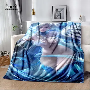 Seksi Anime Atmak Battaniye Oyunu Seksi Sanat Bikini Pin Up Kız Yumuşak Pazen İnce Battaniye Yatak kanepe kılıfı Yatak Örtüsü Ev Dekor