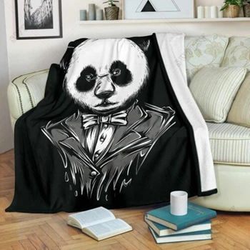 Serin Panda Sevimli Panda Atmak Battaniye Karikatür Çizim Battaniye Yumuşak Sıcak Atmak Battaniye Yatak Kanepe Ofis Yatak Örtüsü Doğum Günü Hediyeleri