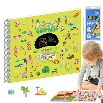 Çıkartma kitapları Çocuklar İçin çocuk Sahne Boyama çıkartma kitabı Karikatür Tasarım Eğitici Oyuncaklar Noel Doğum Günü Ve