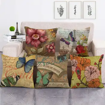 Kelebek Çiçek Yastık Kılıfı Bahar Çiçek Yastık Kılıfı Yatak Odası bahçe sandalye yastığı Kapak Dekoratif çekyat Ev Dekor