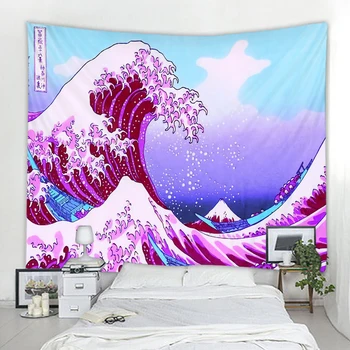Japon Tarzı Goblen Dalgalar Boho Tarzı Dekorasyon Ev Halıları Hippi Oturma Odası dekorasyon duvar kumaşı Halıları Tapiz