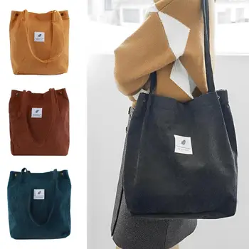 Yeni Kadife omuzdan askili çanta Kadınlar için Pamuklu Kumaş Çok Yönlü Çanta Düz Renk Eko alışveriş çantası 2023 Bayanlar Kullanımlık Tote Çanta