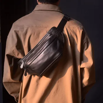 AETOO erkek casual vintage deri crossbody kafa katman dana araba dikiş el sanatları tasarım fermuarlı göğüs çantası commuting niş trend