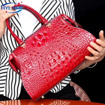 Yeni Timsah Deri kadın Çanta Lüks Tasarımcı Bayan Taşınabilir omuz askılı çanta Moda Marka Kırmızı Tote Çanta 2023 Yeni