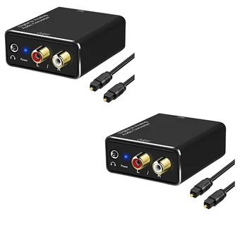 2X Dijital Analog ses dönüştürücü, DAC Dijital SPDIF Optik Analog L/R RCA ve 3.5 mm AUX Stereo Ses Adaptörü