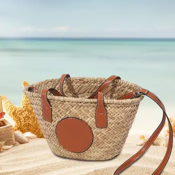 Hasır omuzdan askili çanta El Dokuma Taşınabilir Ayrılabilir Omuz Askısı Rahat Çanta Çanta Piknik Seyahat Plaj Yaz Tatili