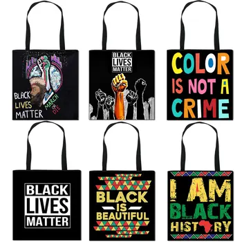 Gurur BLM Moda Tuval omuzdan askili çanta Amerikan Afrika Çanta Kadın Alışveriş Çantaları Yetişkin Seyahat Çantası Siyah Lives Matter Kılıf